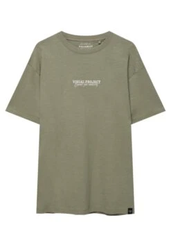 PULL & BEAR With Short Sleeves And Slogan PrintT-Shirt Con StampaKhaki Uomo T-shirt E Polo PUC22O1OO-N11 -Pull & Bear cc9a0150351041baaa296fefdcc1acae