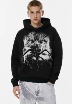 PULL & BEAR STRANGER THINGS - Felpa Con Cappuccio - Dark Grey