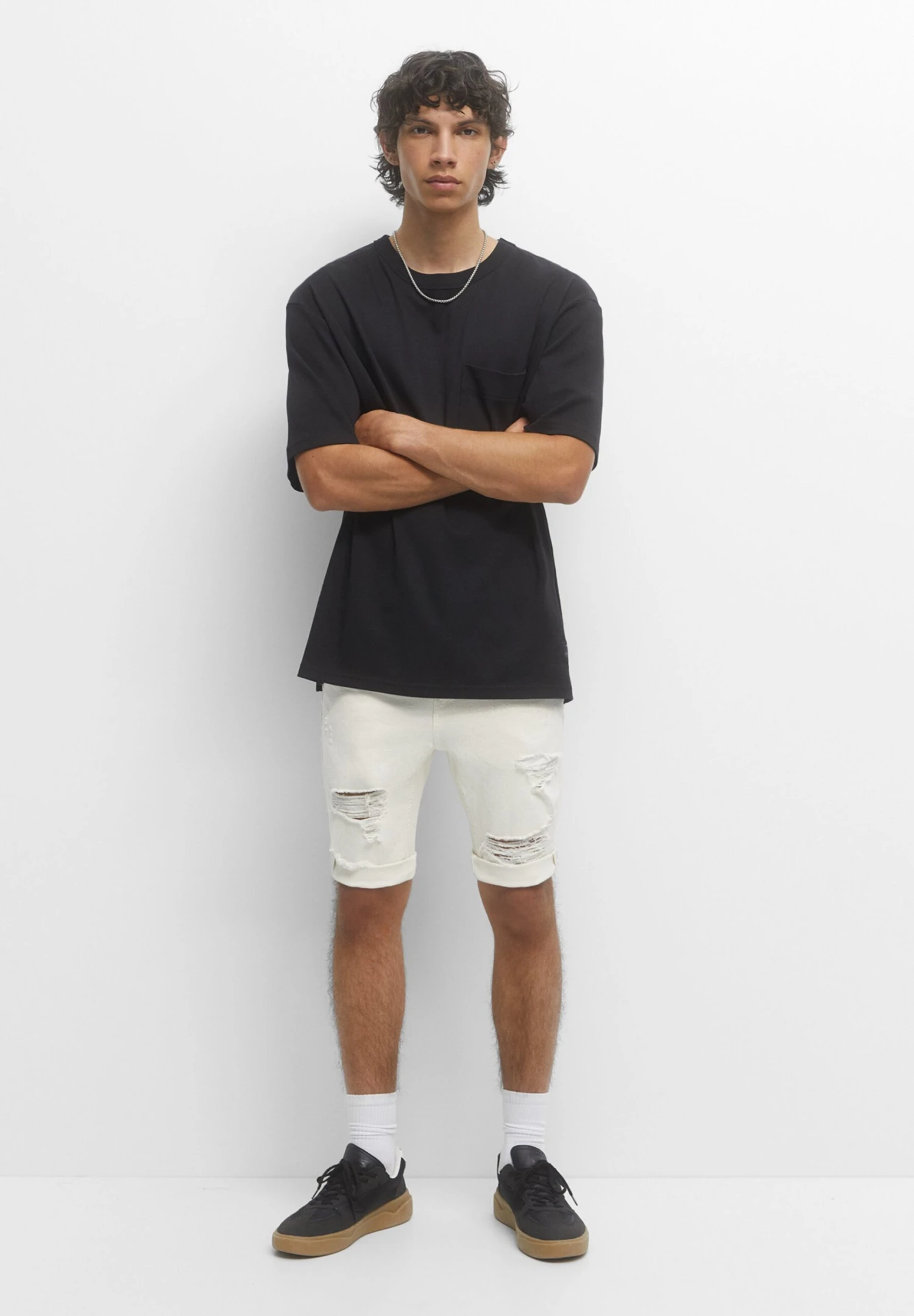 PULL & BEAR Frayed Bermuda - Shorts Di Jeans - Beige 2 PULL & BEAR Frayed Bermuda - Shorts Di Jeans - Beige - immagine 2