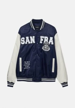 PULL & BEAR San Francisco VarsityGiubbotto BomberDark Blue Uomo Giacche PUC22T0T4-K11 -Pull & Bear cf5057f5d8f0473d83555ef22afe176f