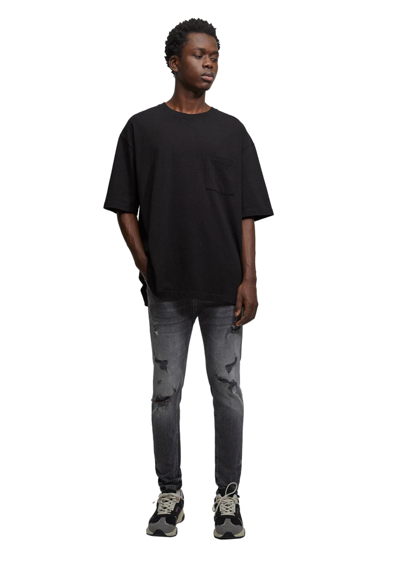 PULL & BEAR Ripped Carrot FitJeans Tapered FitMottled Anthracite Uomo Jeans PUC22G0NI-Q11 6 PULL & BEAR Ripped Carrot FitJeans Tapered FitMottled Anthracite Uomo Jeans PUC22G0NI-Q11 - immagine 6