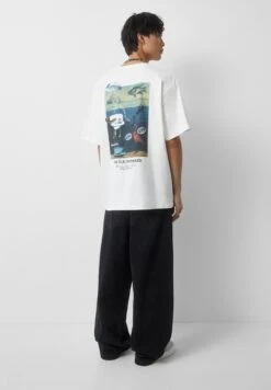 PULL & BEAR Short SleeveT-Shirt Con StampaWhite Uomo T-shirt E Polo PUC22O1PQ-A11