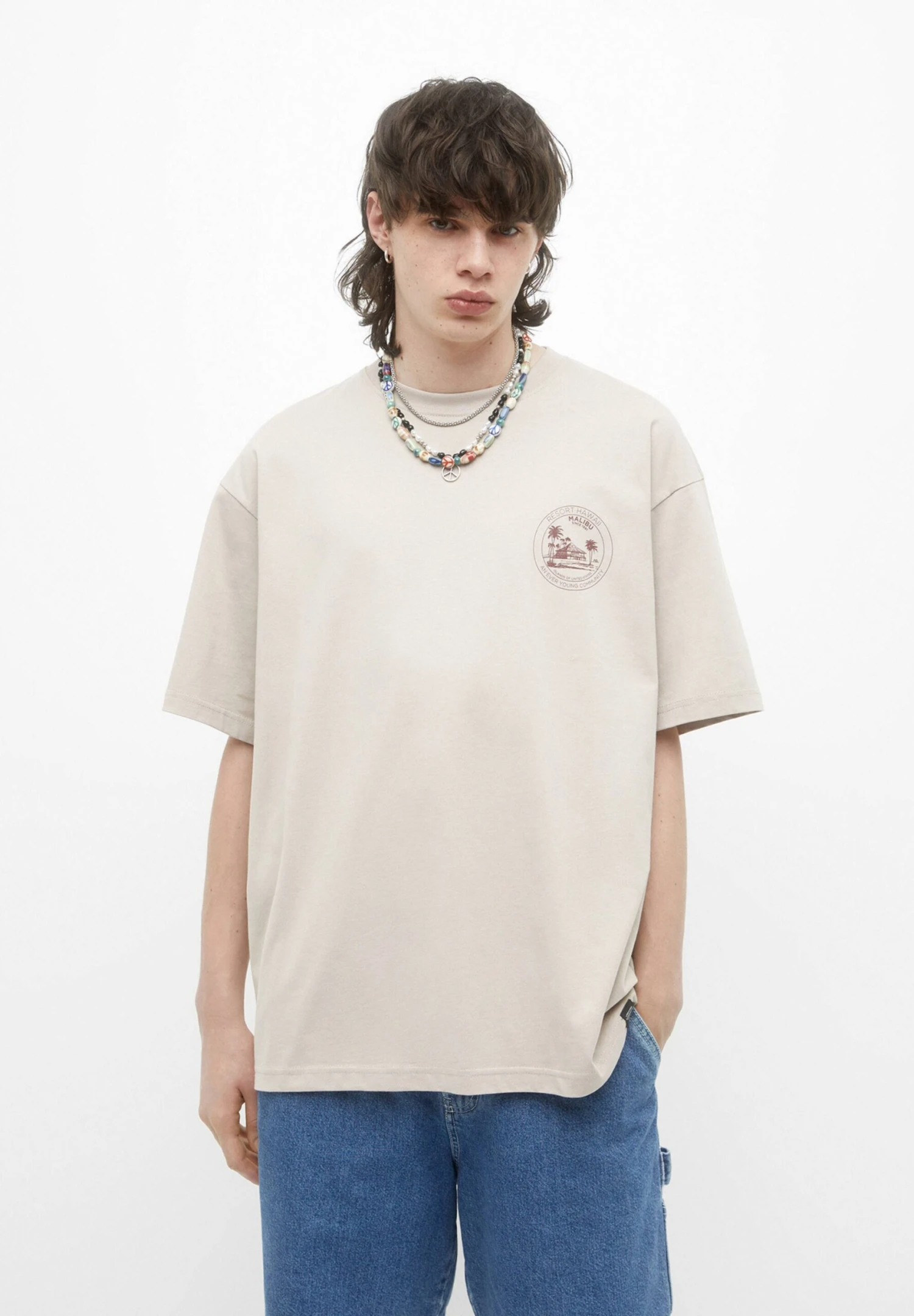 PULL & BEAR Short SleeveWith GraphicT-Shirt Con StampaSand Uomo T-shirt E Polo PUC22O1MJ-B11 3 PULL & BEAR Short SleeveWith GraphicT-Shirt Con StampaSand Uomo T-shirt E Polo PUC22O1MJ-B11 - immagine 3