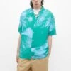 PULL & BEAR Short Sleeve Stwd Palm TreeCamiciaTurquoise Uomo Camicie PUC22D0JH-L11