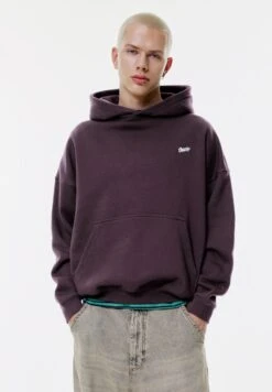 PULL & BEAR STWD EMBROIDERED LOGO - Felpa Con Cappuccio - Mauve