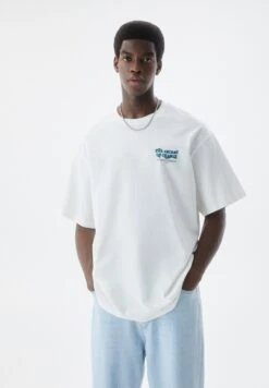 PULL & BEAR Short SleeveT-Shirt Con StampaWhite Uomo T-shirt E Polo PUC22O1PT-A11