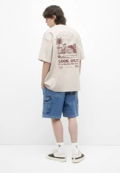 PULL & BEAR Short SleeveWith GraphicT-Shirt Con StampaSand Uomo T-shirt E Polo PUC22O1MJ-B11