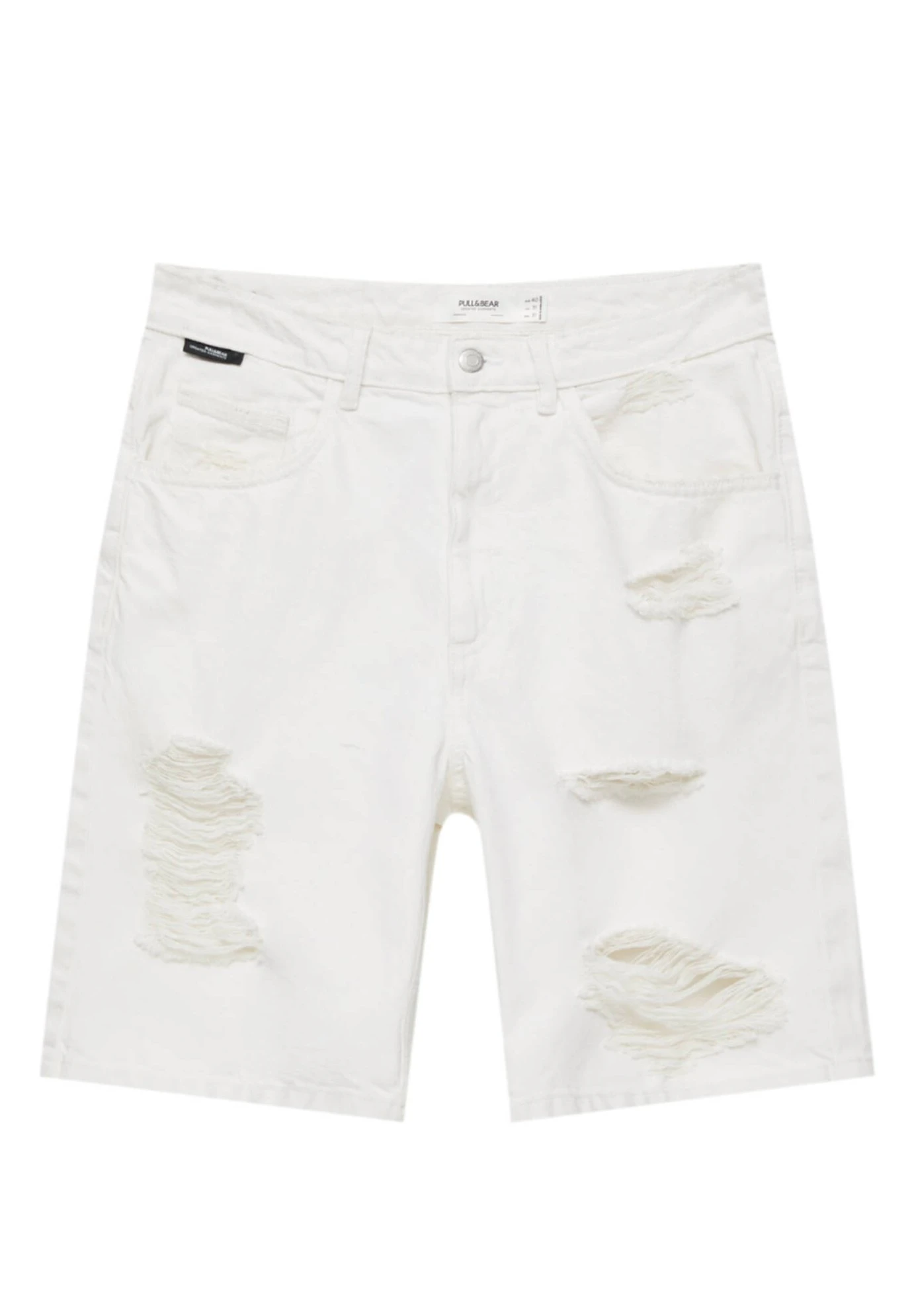 PULL & BEAR Ripped Bermuda- Shorts Di Jeans - White 8 PULL & BEAR Ripped Bermuda- Shorts Di Jeans - White - immagine 8