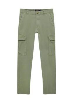 PULL & BEAR Straight Fit - Pantaloni Cargo - Khaki -Pull & Bear e4a78dcc5bc147ba95158157f5276418
