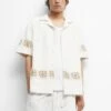 PULL & BEAR Short Sleeve Crochet- Camicia - White