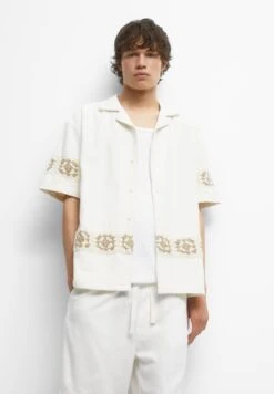 PULL & BEAR Short Sleeve Crochet- Camicia - White