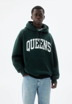 PULL & BEAR Queens Felpa Con CappuccioDark Green Uomo Maglieria E Felpe PUC22S0QX-M11