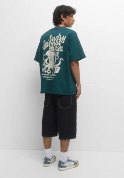 PULL & BEAR Short Sleeve Octopus T-Shirt Con StampaGreen Uomo T-shirt E Polo PUC22O1PW-M11