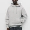 PULL & BEAR Felpa Con Cappuccio - Light Grey