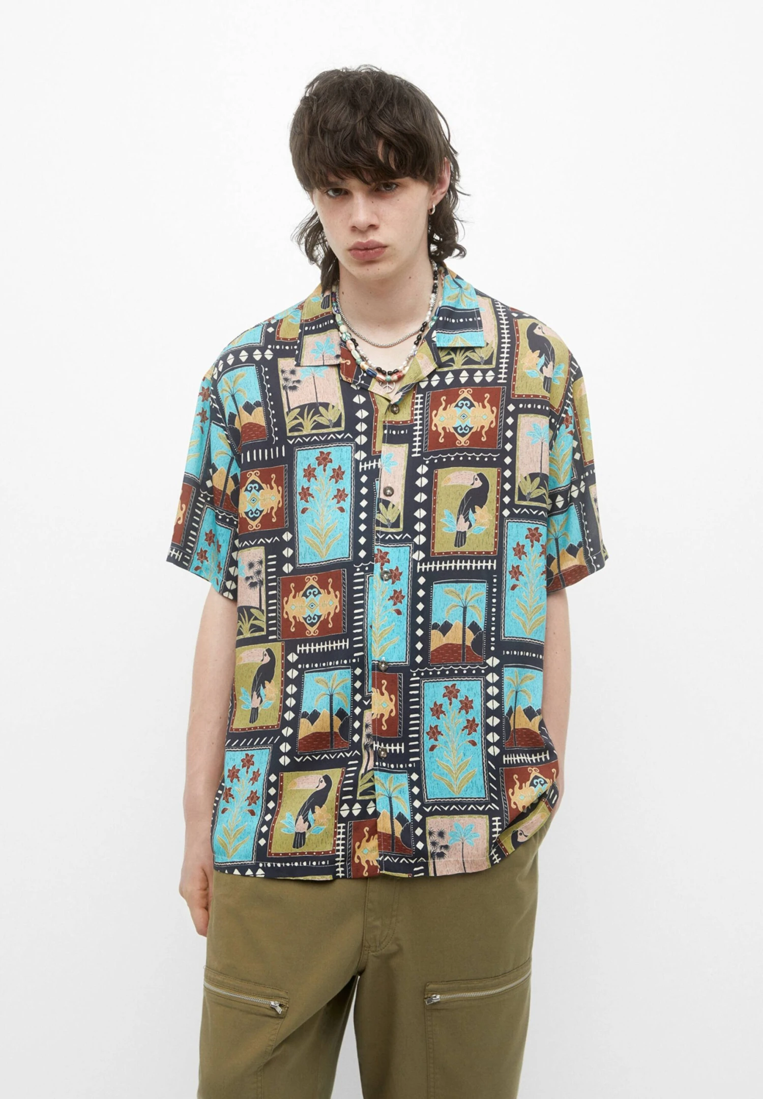 PULL & BEAR Printed Short SleeveCamiciaMulti Coloured Uomo Camicie PUC22D0JF-T11 1 PULL & BEAR Printed Short SleeveCamiciaMulti Coloured Uomo Camicie PUC22D0JF-T11