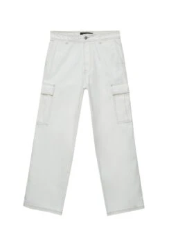 PULL & BEAR Contrast SeamPantaloni CargoWhite Uomo Pantaloni PUC22E0EZ-A11 -Pull & Bear f09b6ed2721e4e1182a79b64d8778ea7