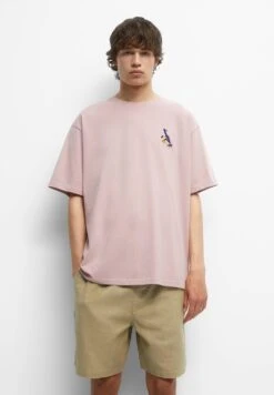 PULL & BEAR Short SleeveWith EmbroideryT-Shirt BasicPink Uomo T-shirt E Polo PUC22O1OL-J11