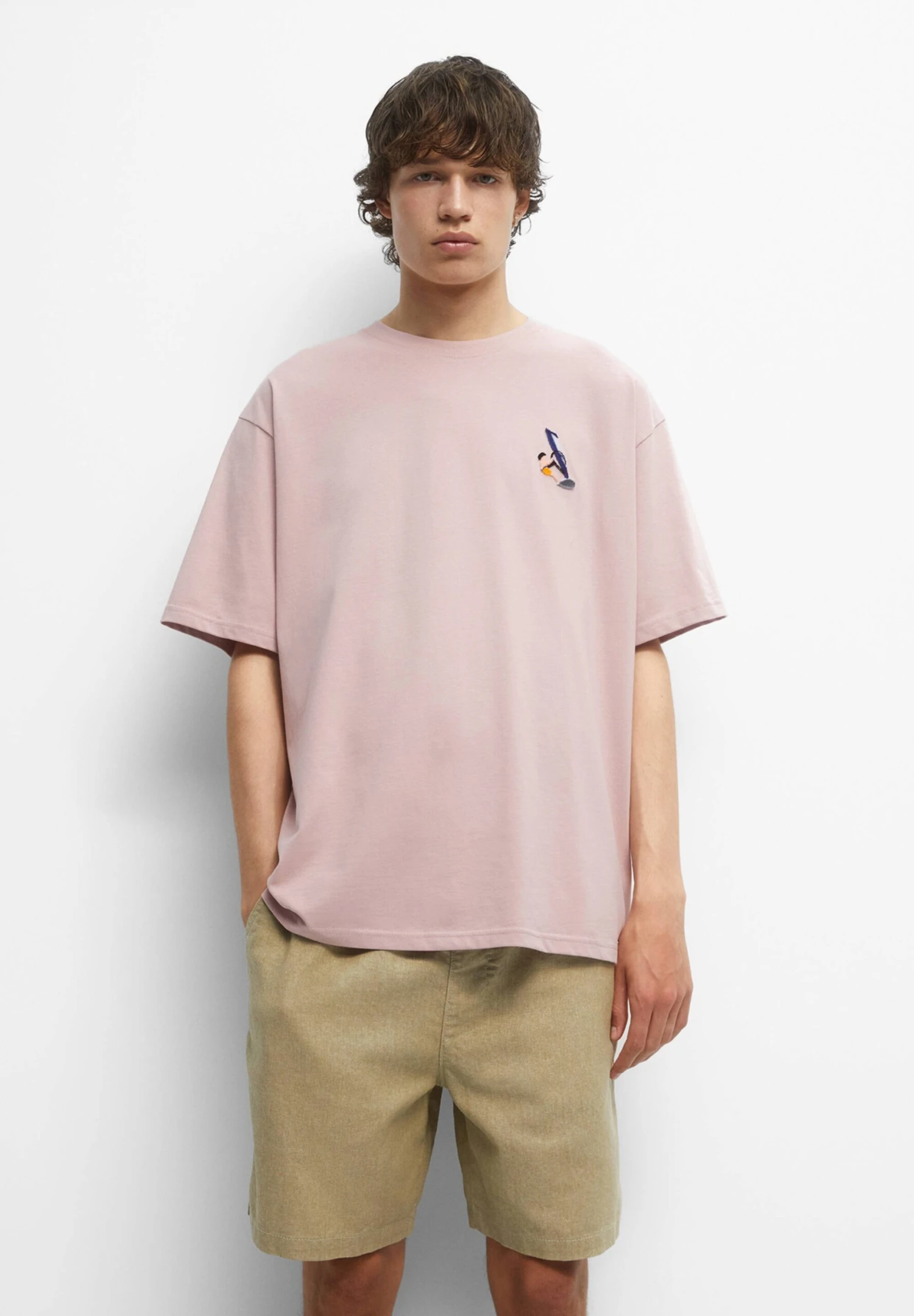 PULL & BEAR Short SleeveWith EmbroideryT-Shirt BasicPink Uomo T-shirt E Polo PUC22O1OL-J11 1 PULL & BEAR Short SleeveWith EmbroideryT-Shirt BasicPink Uomo T-shirt E Polo PUC22O1OL-J11