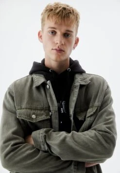 PULL & BEAR BasicGiacca Di JeansKhaki Uomo Giacche PUC22T0SX-N11 -Pull & Bear f7897fd9e43b4302862f8484920a02b8