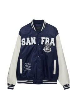 PULL & BEAR San Francisco VarsityGiubbotto BomberDark Blue Uomo Giacche PUC22T0T4-K11 -Pull & Bear f84b8593a7df4cda8192309b352fc305