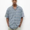 PULL & BEAR Stwd Print Short Sleeve - Camicia - Blue