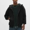 PULL & BEAR Felpa Con Zip - Mottled Black