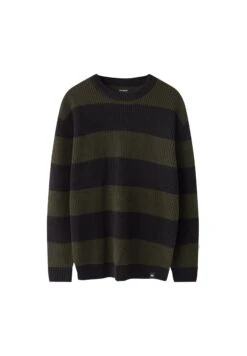 PULL & BEAR Striped Long Sleeve - Maglione - Dark Green -Pull & Bear f93282bd663c4f14bee1624767d97883