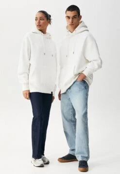 PULL & BEAR Basic - Felpa Con Cappuccio - White