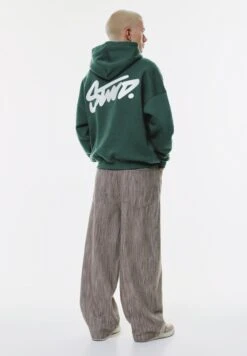 PULL & BEAR STWD EMBROIDERED LOGO - Felpa Con Cappuccio - Green -Pull & Bear fe50141348d346c5b63e84971285309c