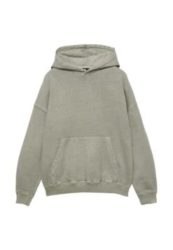 PULL & BEAR WASHED WITH BACK SLOGAN - Felpa Con Cappuccio - Grey -Pull & Bear fea22bd6ce79424c9b0e445cfea4bc08